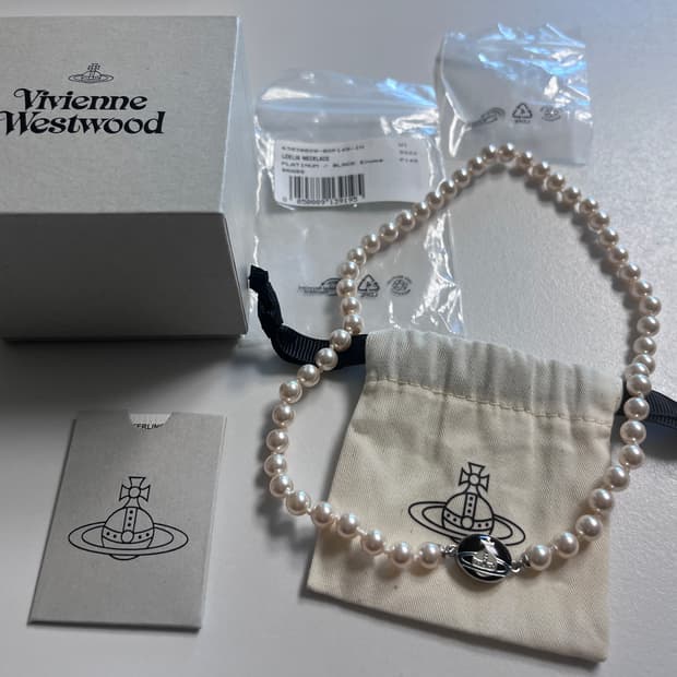 비비안웨스트우드 로엘리아 진주목걸이 블랙 실버