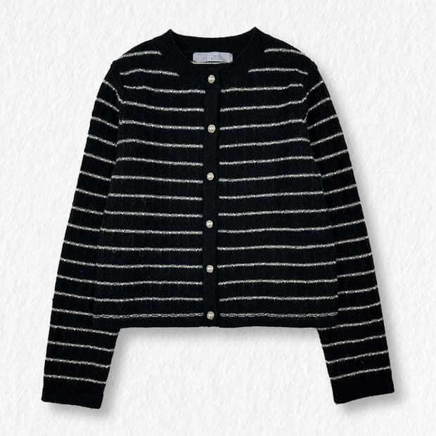 에잇세컨즈 진주 스냅 가디건