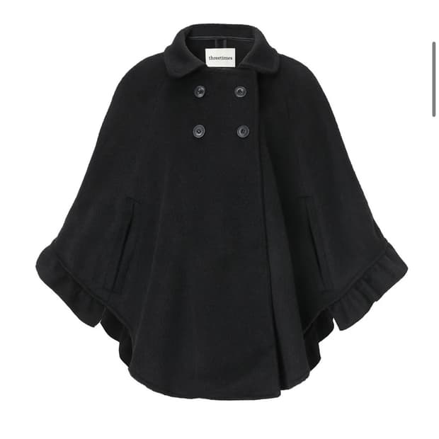 쓰리타임즈 문 케이프 코트 블랙