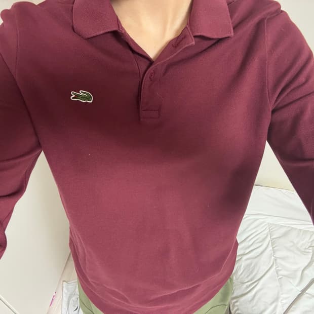 라코스테 버건디 긴팔 카라티