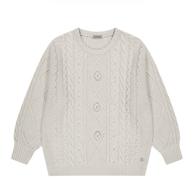 [구해요] 코이세이오 폼폼 케이블 니트 아이보리