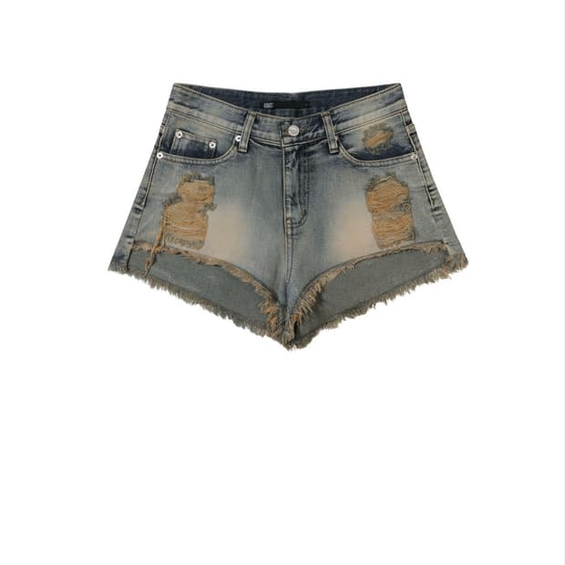 Bohemian seoul DAMAGE WASHING SHORTS, BL