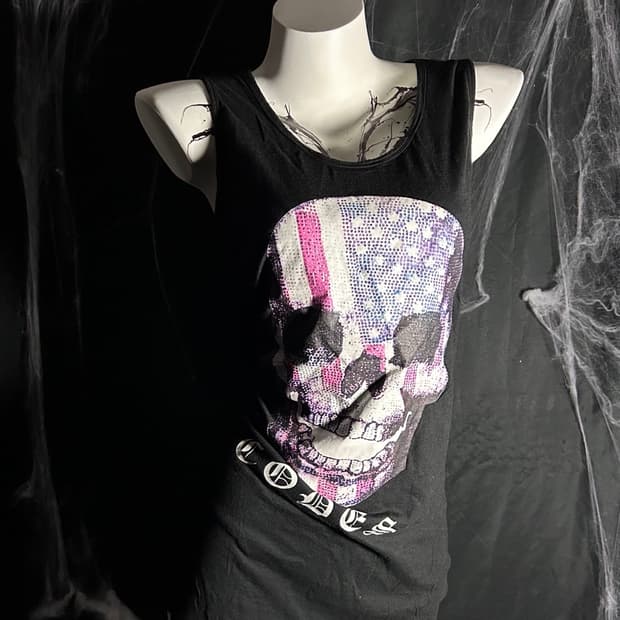 usa skull cubic punk sleeveless