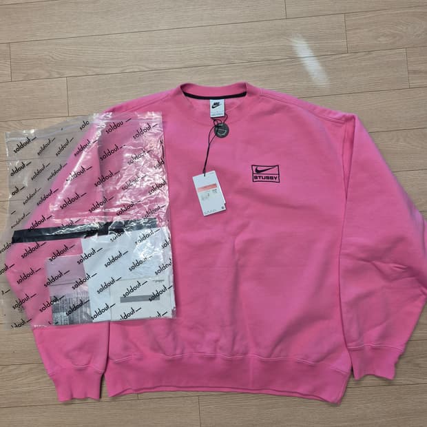 나이키 x 스투시 NRG 워시드 플리스 크루넥 로터스 핑크