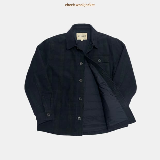 지오스피릿 체크 모직 자켓