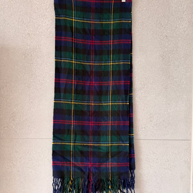 일본제 남여공용 목도리 머플러 그린 네이비 체크