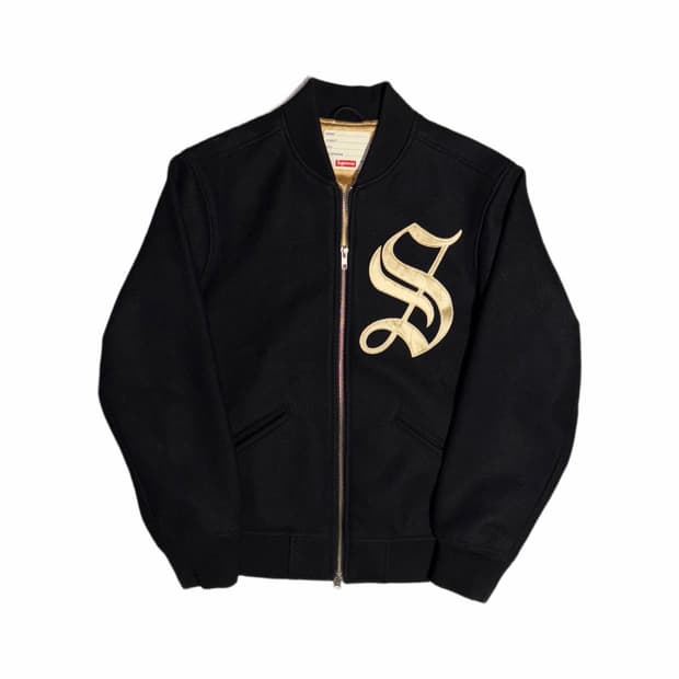 AW16 supreme Old English Varsity Jacket