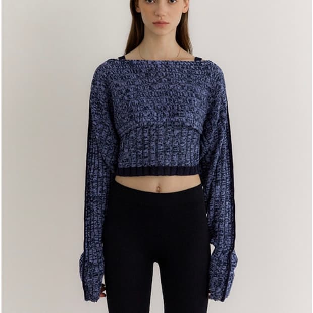 모센틱 라이닝슬리브리스볼레로세트 navy