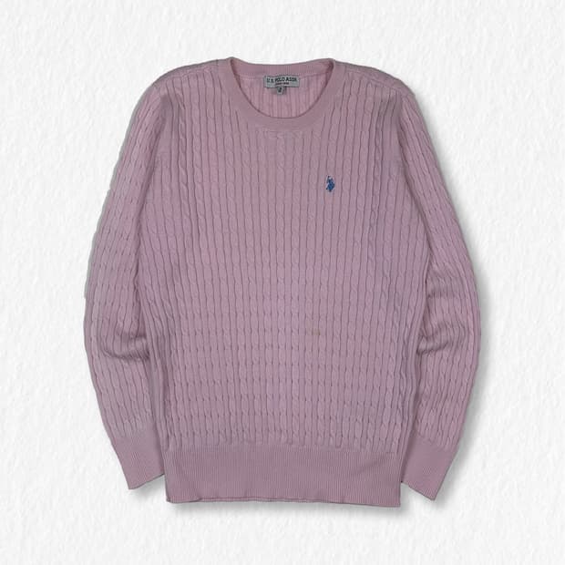 US POLO ASSN 케이블 니트 핑크