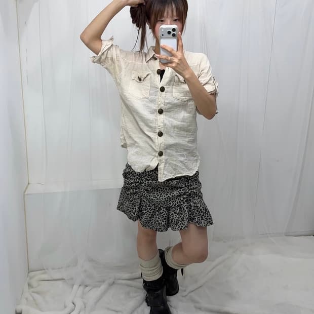 𖤐베이지 호피 온나 코디 set𖤐 