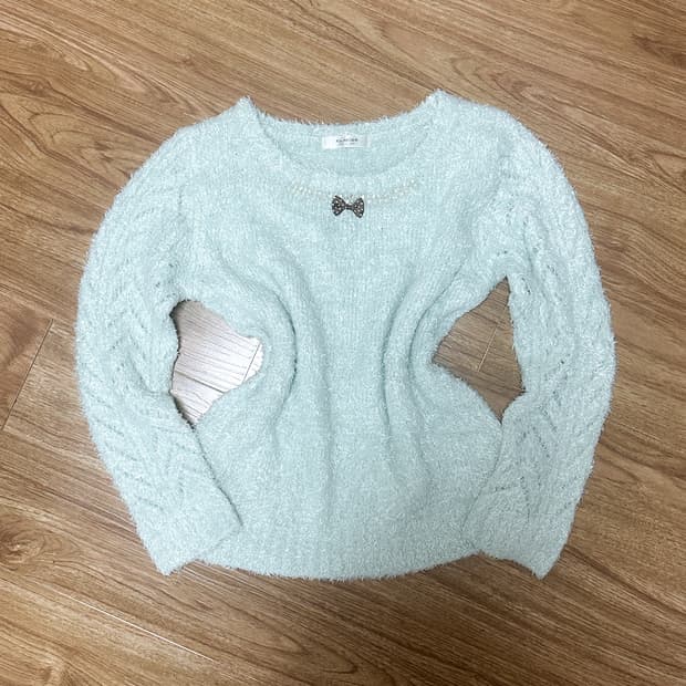 빈티지 민트 초코 리본 니트 티셔츠 히메갸루 로걀 라떼 헤이세이 모리걸