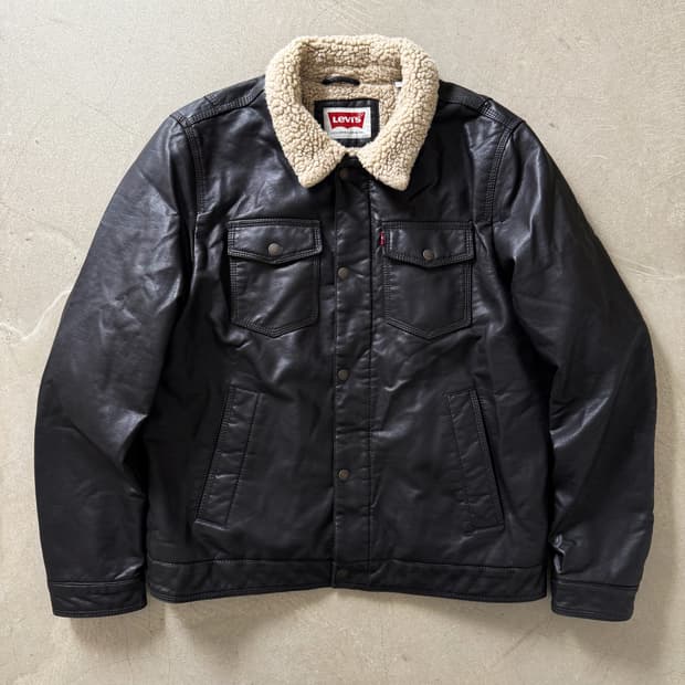 Levis Leather Sherpa Trucker Jacket
