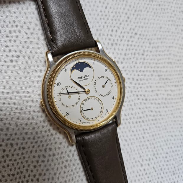 90s Seiko Moonphase Quartz 시계 세이코 문페이즈