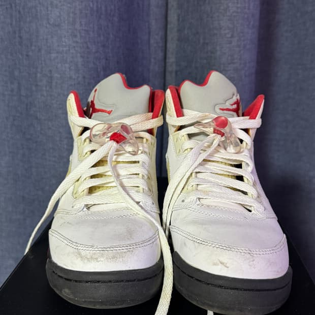 나이키 에어조던5 화이트/레드 농구화