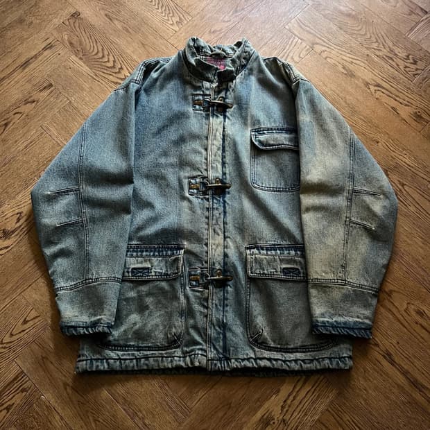 [M]USA 빈티지 체크 라이닝 파이어맨 후크 데님 초어 자켓