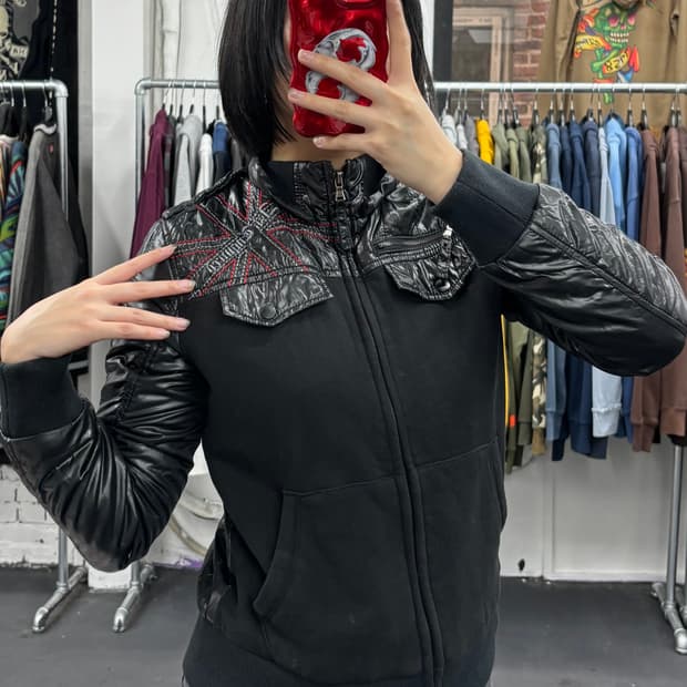 ASK Y2K 글로시 후드집업