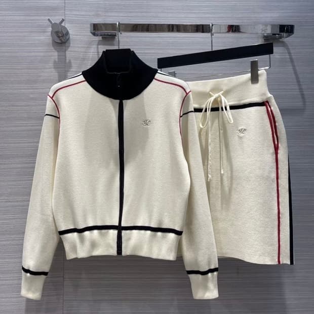 셀린느 니트 집업 투피스 세트