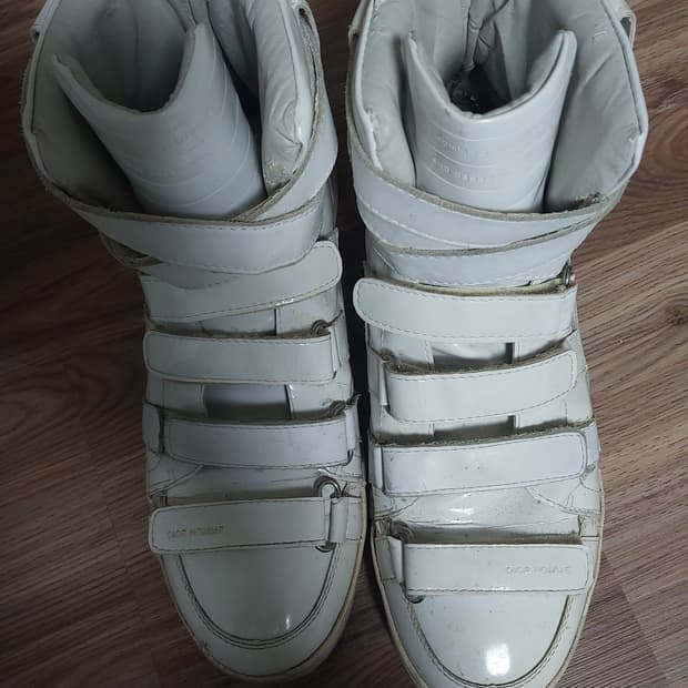 디올 옴므 AW08 화이트 벨크로 하이탑