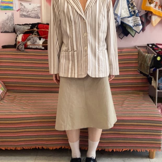 코튼100% 빈티지 스트라이프 자켓