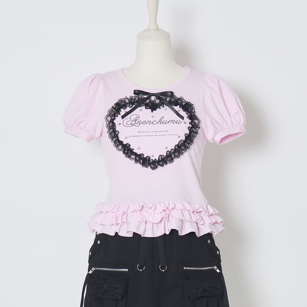 AVENCHUMU 아벤츄무 하트퍼프 티셔츠 양산형 지뢰계 고스 펑크 일브