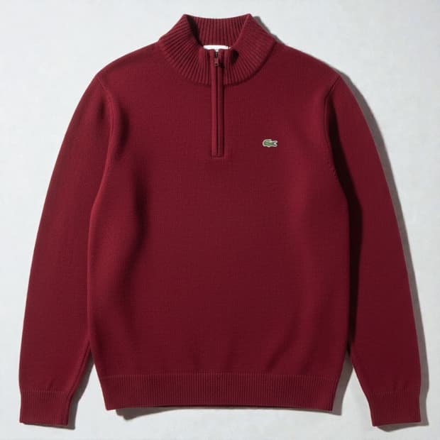 105)Lacoste 라코스테 반집업 니트 버건디