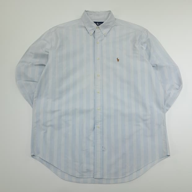 CN886 XL 폴로 랄프로렌 스카이블루 스트라이프 긴팔 셔츠 남방