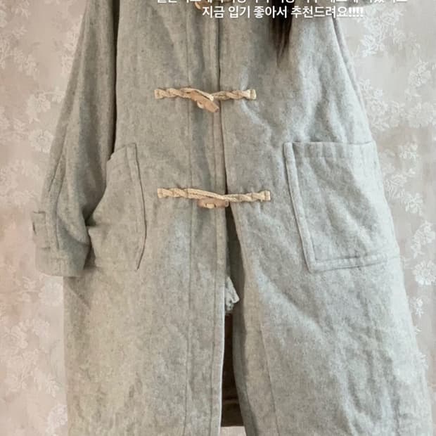 버터플라이 빈티지 회색 후드 떡볶이 코트