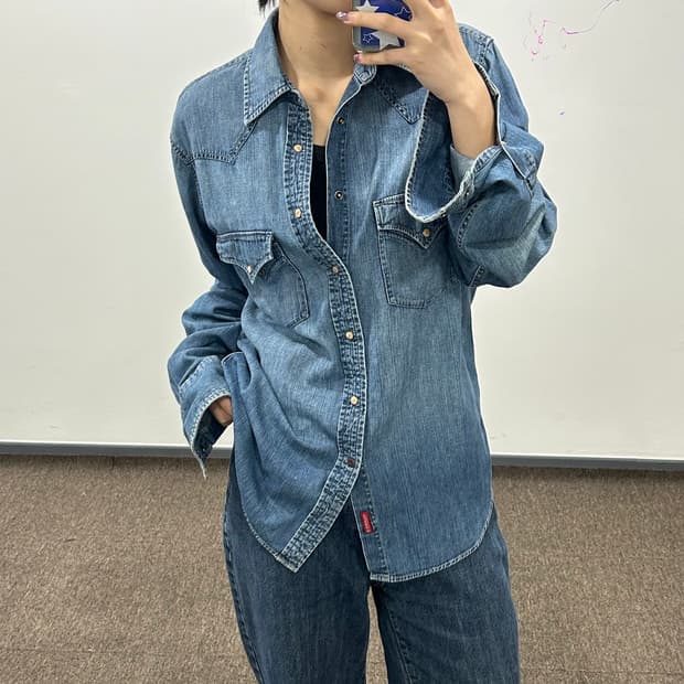 Guess 게스 데님 투포켓 셔츠 