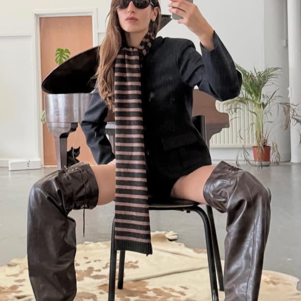 팔로마울 Bela 스트라이프 머플러/차콜