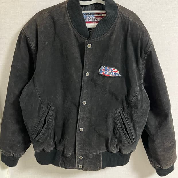 90s no fear(노피어) 빈티지 레더 스냅 자켓
