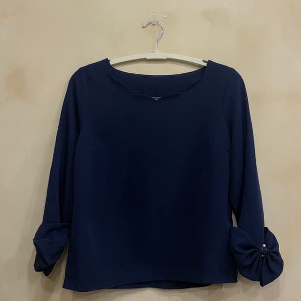 일본빈티지 리본 블라우스 긴팔티