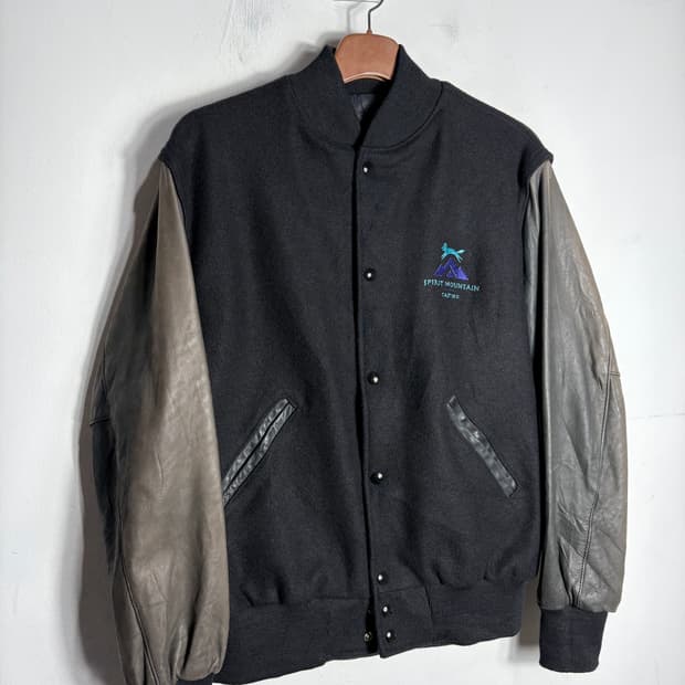 Holloway usa 홀로웨이 울 가죽 바시티 자켓