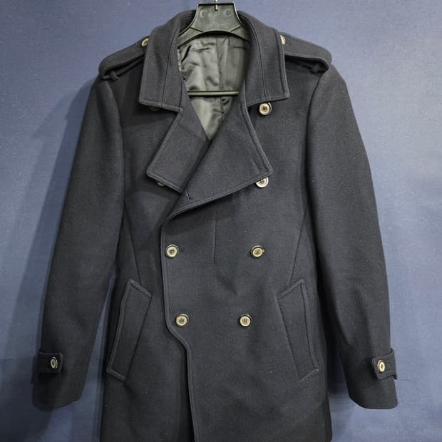 솔리드옴므 우영미 네이비컬러 남성 슬림핏 95 더블 반코트 