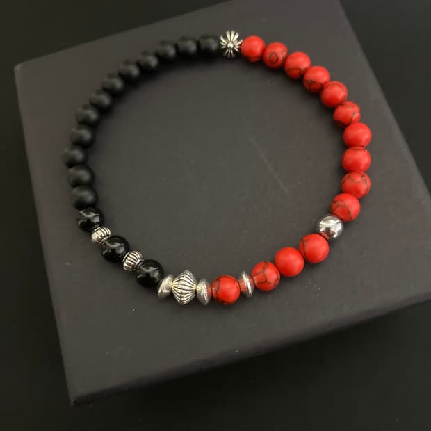 블랙&레드 팔찌