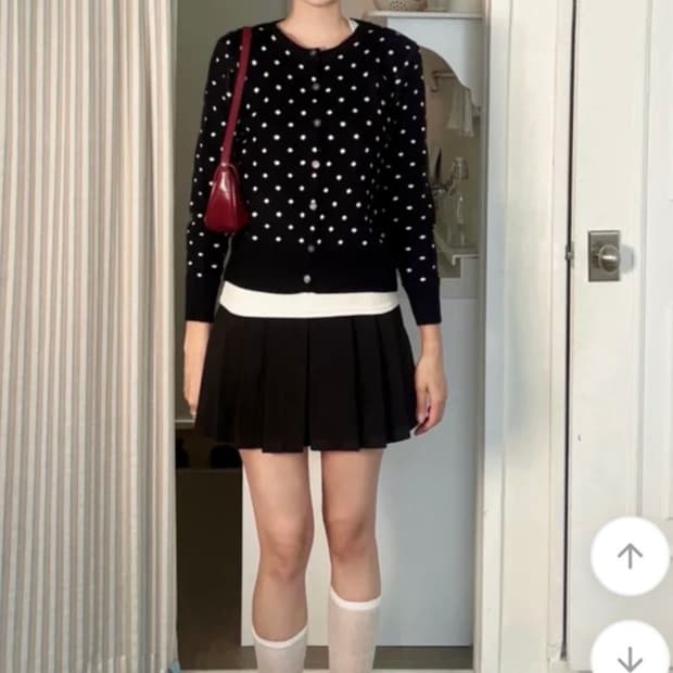 땡땡이 도트 니트 가디건 일녀 하라주쿠 모리하구미 빈티지 에이블리지그재그