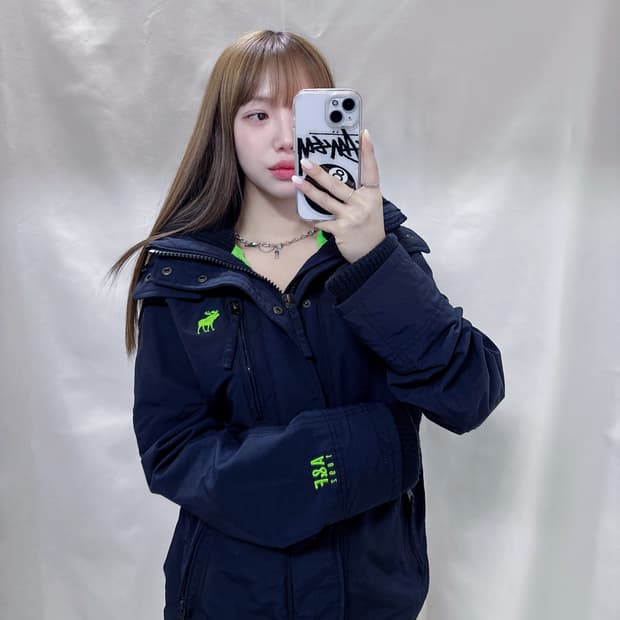 아베크롬비 다크네이비 자수로고 자켓 