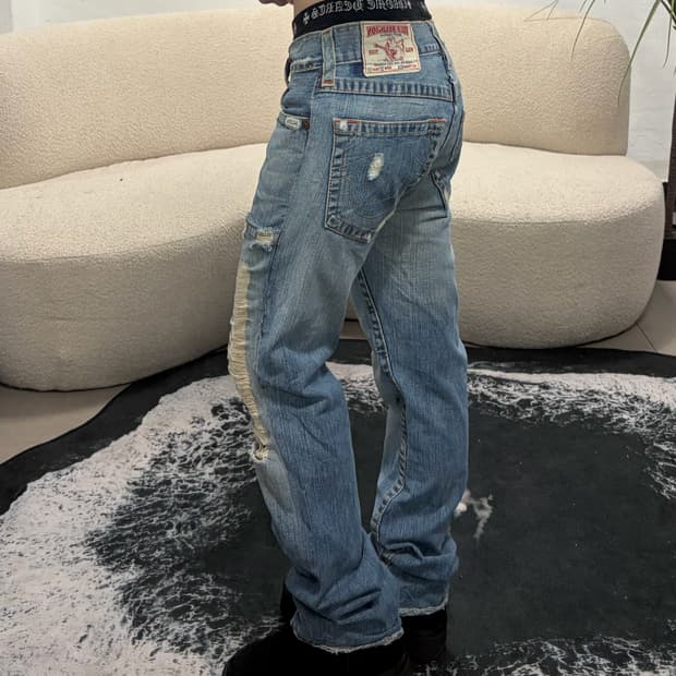 90s TRUERELIGION 디스트로이드 로우라이즈 팬츠