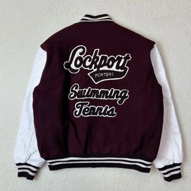 80's USA game Lockport 가죽 바시티 자켓 PN6016