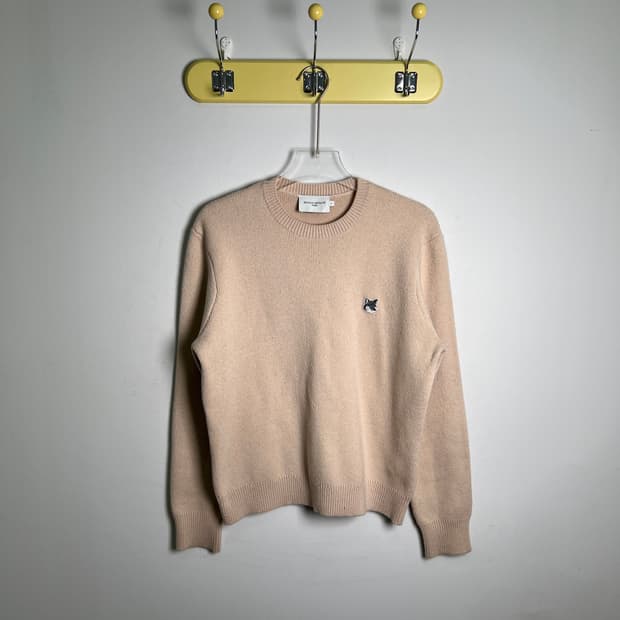 메종키츠네 그레이 폭스 헤드 패치 릴렉스드 울 니트 S