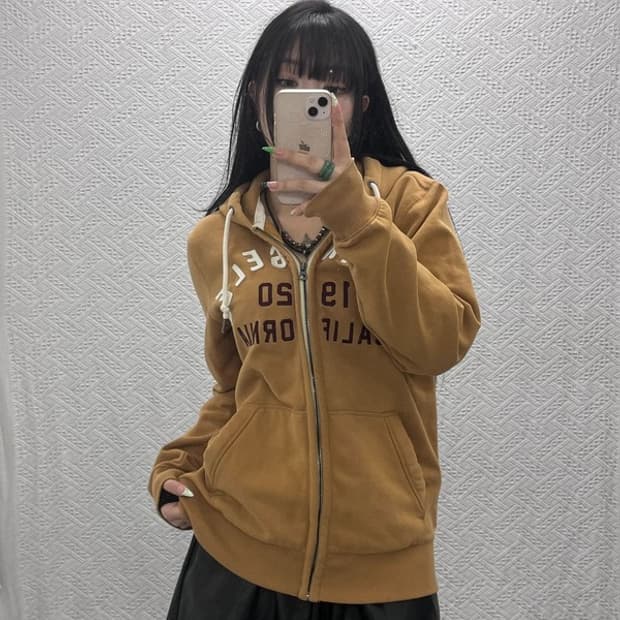 후아유 캐주얼 빈티지 레트로 스펠로고 기모 후드집업 XL C09003