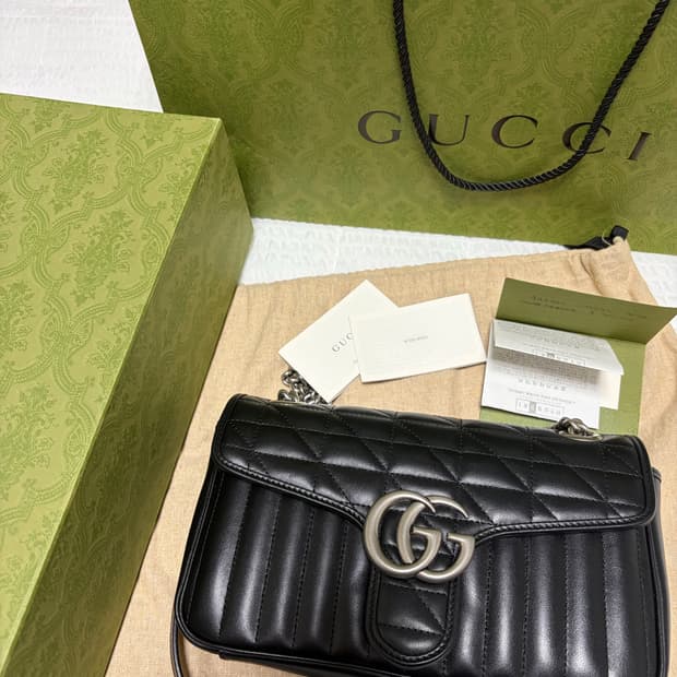 구찌 GG 마몽 스몰 숄더백 은장