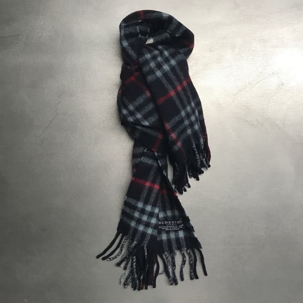 버버리 정품 캐시미어/울 머플러 네이비