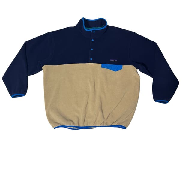 90s 파타고니아 신칠라 스냅-티 플리스 네이비/베이지