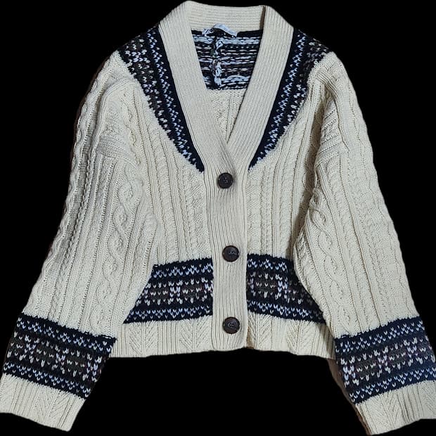 자라 베이지 노르딕 니트 가디건