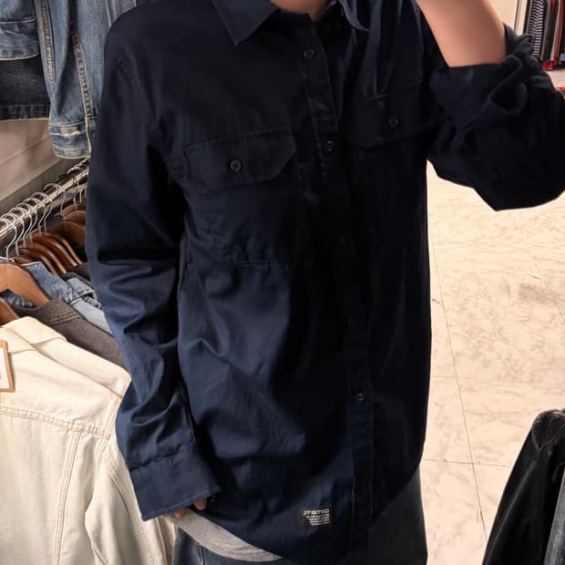 (M/정품) 칼하트 코튼 워크 셔츠 네이비 a1