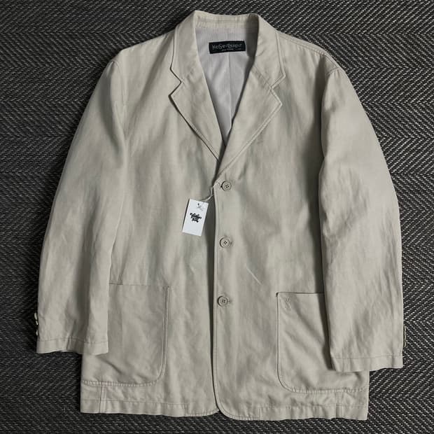 90s 입생로랑 자수로고 아카이브 치노 블레이저 자켓o 3556