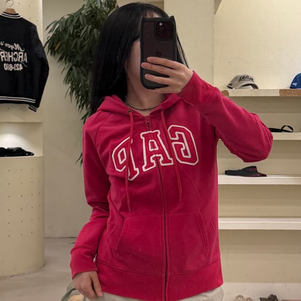 갭 빅로고 올드스쿨 핑크 후드 집업 U118