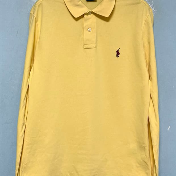 POLO 폴로 남자 긴팔티 카라 캐주얼 솔리드 춘추 커스텀핏 M 95