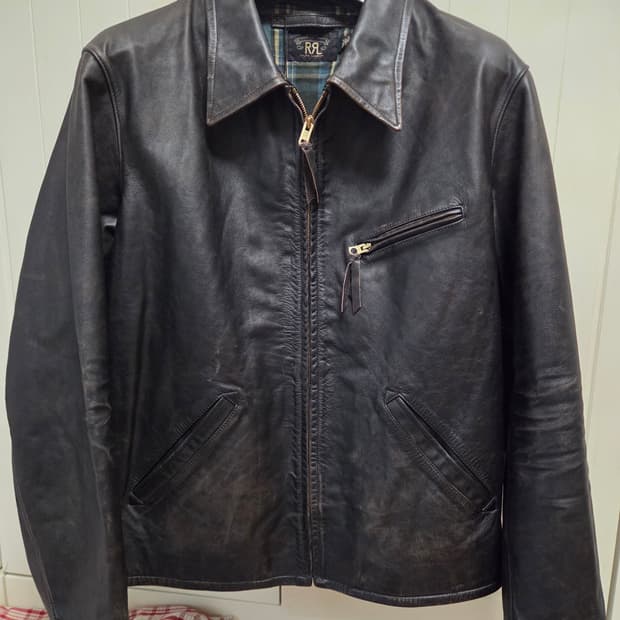 랄프로렌 RRL 블랙 가죽 자켓 L사이즈