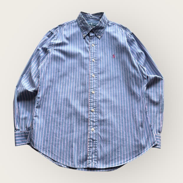 폴로 블루 스트라이프 셔츠 L